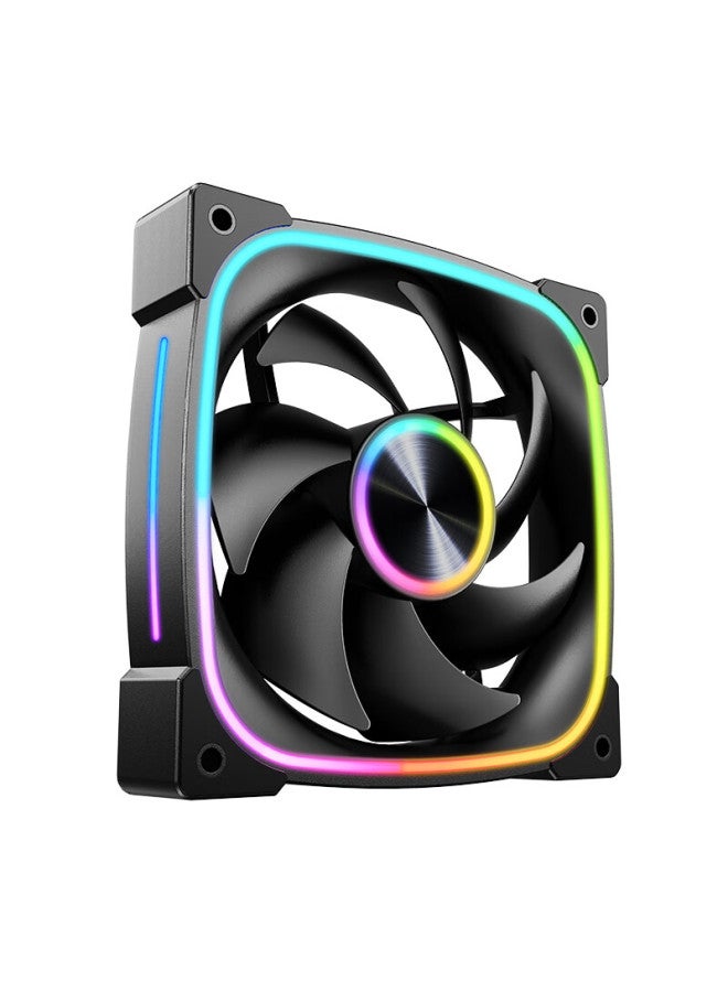Play Jia Wanjia Interstellar Black Positive Airflow Fan 12cm Chassis Cooling Fan With Synchronous Rgb Lighting 5v 3-pin Argb Pwm Temperature Control Speed Adjustment - Image 2