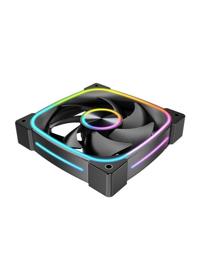 Play Jia Wanjia Interstellar Black Positive Airflow Fan 12cm Chassis Cooling Fan With Synchronous Rgb Lighting 5v 3-pin Argb Pwm Temperature Control Speed Adjustment - Image 5