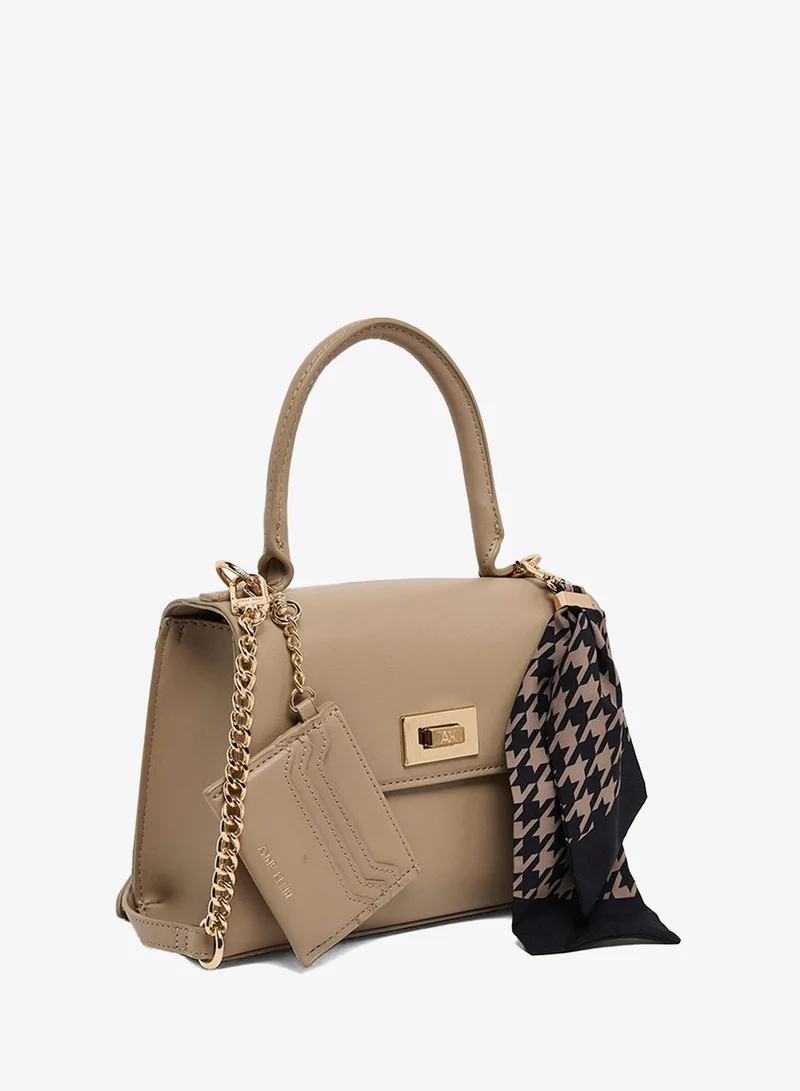 Anne Klein  Anne Klein Logo Metal Scarf Detail Top Handle Bag for Women | Best Price UAE