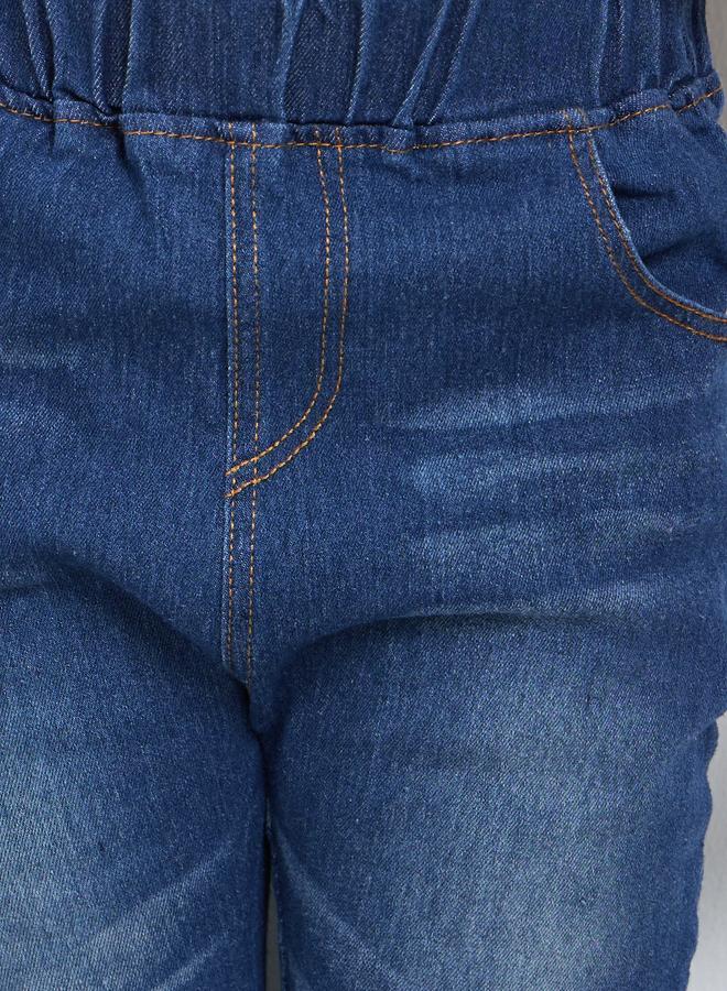 ستايلي جينز سادة بخصر مطاطي وقصة عادية - Image 3