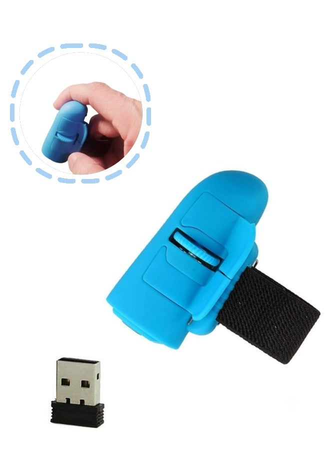 High Speed Mini 2.4GHz USB Wireless Lazy Finger Rings Ergonomic Handheld Optical Travel Mice Smart Save Power 1600Dpi for PC Laptop Desktop, Blue  - Image 1