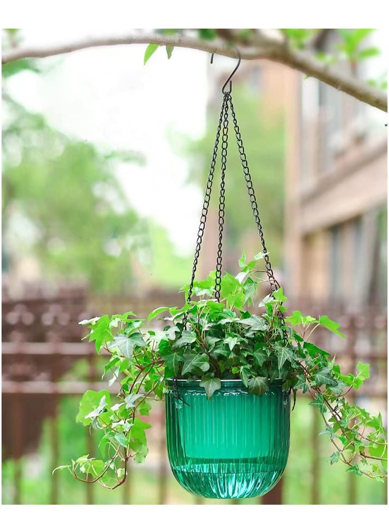كابتن تيك Self Watering Hanging Planters 2 Pack 6.5 Inch Versatile Indoor Outdoor Basket with Drainage Holes and Hooks for Home Garden Emerald - Image 4