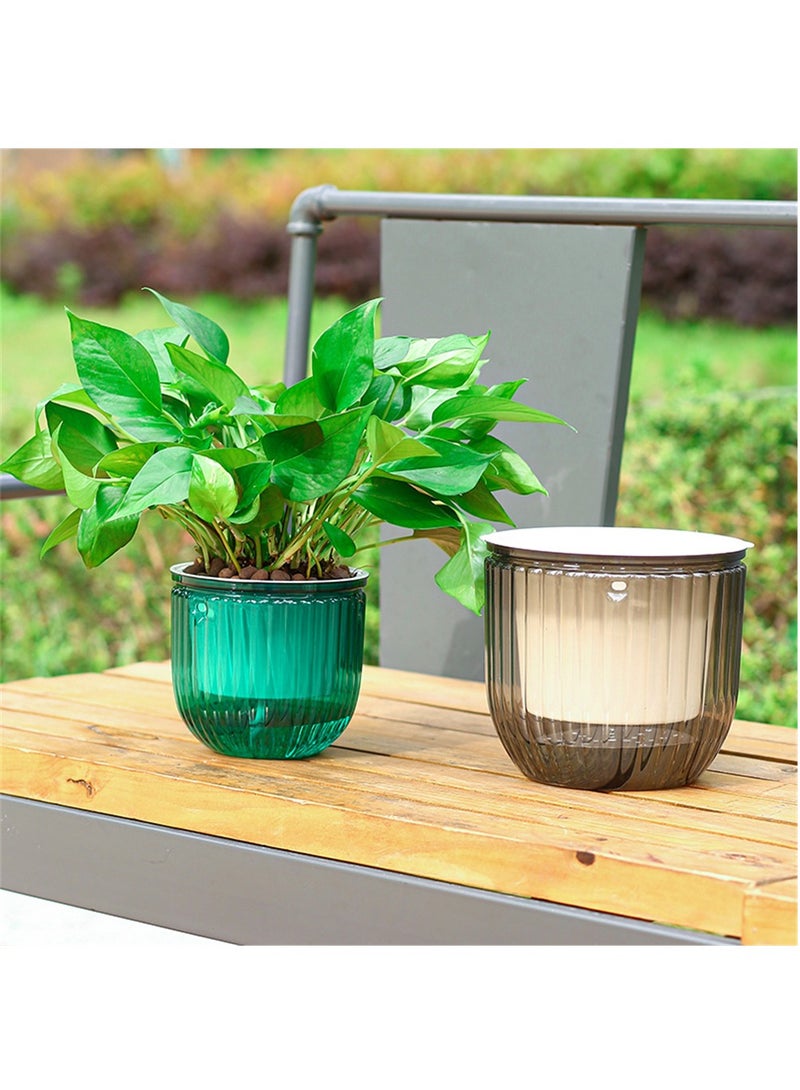 كابتن تيك Self Watering Hanging Planters 2 Pack 6.5 Inch Versatile Indoor Outdoor Basket with Drainage Holes and Hooks for Home Garden Emerald - Image 3