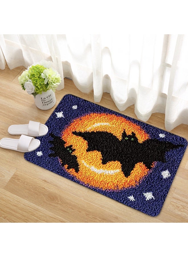 Embroidered rectangular mat, knitted door mat, carpet embroidery, entry door mat, hand embroidery DIY
