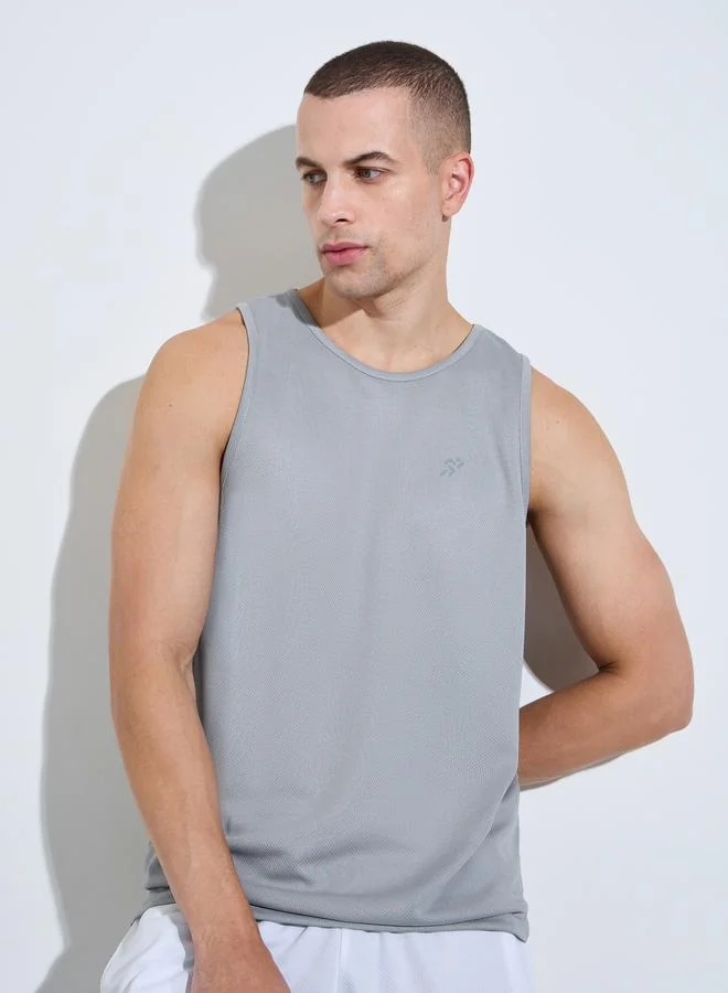ستايلي Men Round Neck Side Slit Mesh Tank Top