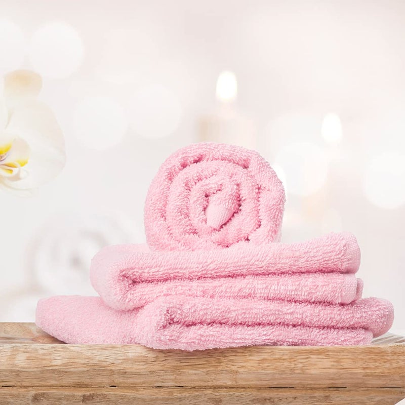 Yoofoss Washcloths Towel Set 10 Pack Baby Rayon Derived from Bamboo Wash Cloth for Bathroom-Hotel-Spa-Kitchen Multi-Purpose Fingertip Towels and Face Cloths 10'' x 10'' - Pink - Image 4