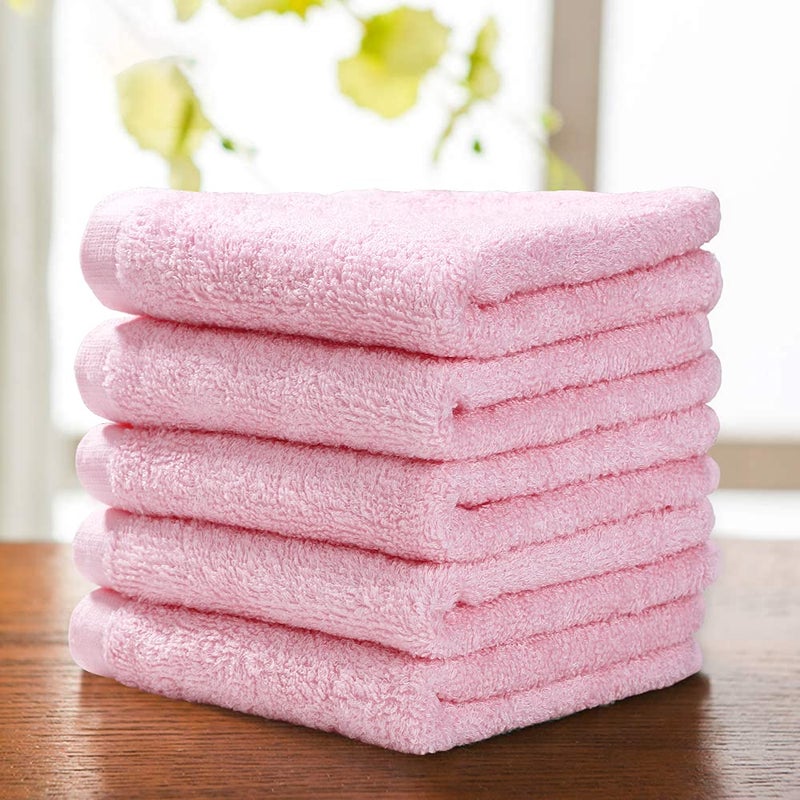 Yoofoss Washcloths Towel Set 10 Pack Baby Rayon Derived from Bamboo Wash Cloth for Bathroom-Hotel-Spa-Kitchen Multi-Purpose Fingertip Towels and Face Cloths 10'' x 10'' - Pink - Image 3