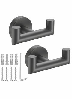SYOSI 2Pack Wall Hooks Heavy Duty Adhesive Stainless Steel Hangers for Bathroom Mounted Waterproof Sticky Robe Keys Hat Calendar Kitchen Home Door  - Image 1