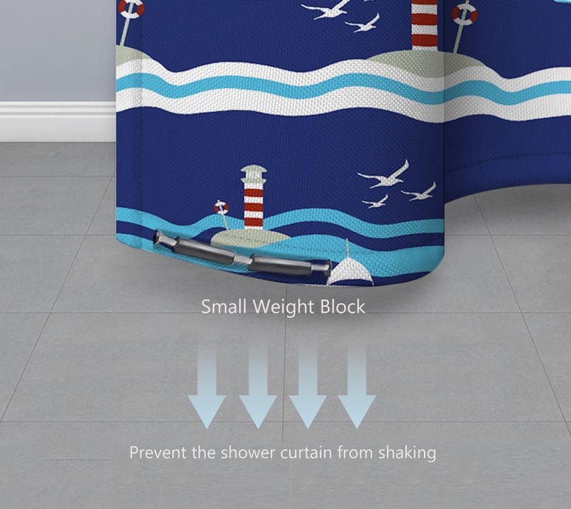 DEARART Bath Ocean Style Shower Curtain Liner for Bathroom, 180cm(L)*150cm(W) Fabric Shower Curtain Set with Grommet and Hooks, 100% Waterproof Easy Care Machine Washable - Image 3