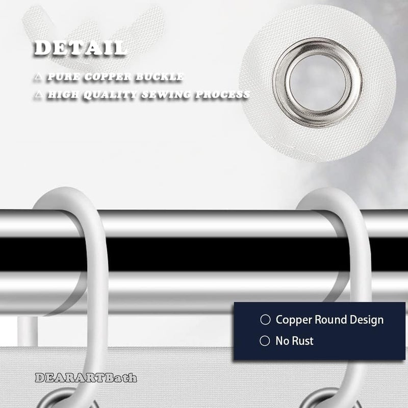 DEARART Bath Ocean Style Shower Curtain Liner for Bathroom, 180cm(L)*150cm(W) Fabric Shower Curtain Set with Grommet and Hooks, 100% Waterproof Easy Care Machine Washable - Image 5