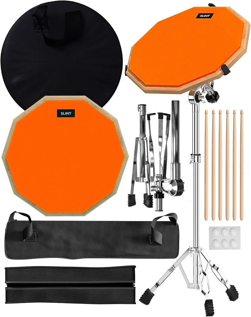 SLINT Drum Practice Pad Set – 12" Double-Sided Pad with 4" Snare Drum, Ideal for Beginners & Kids - Image 1