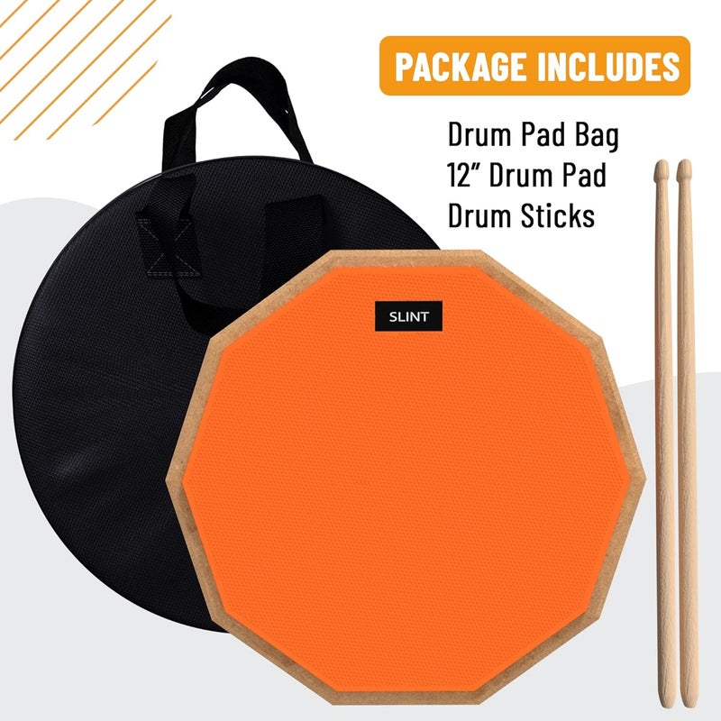 SLINT Drum Practice Pad Set – 12" Double-Sided Pad with 4" Snare Drum, Ideal for Beginners & Kids - Image 2
