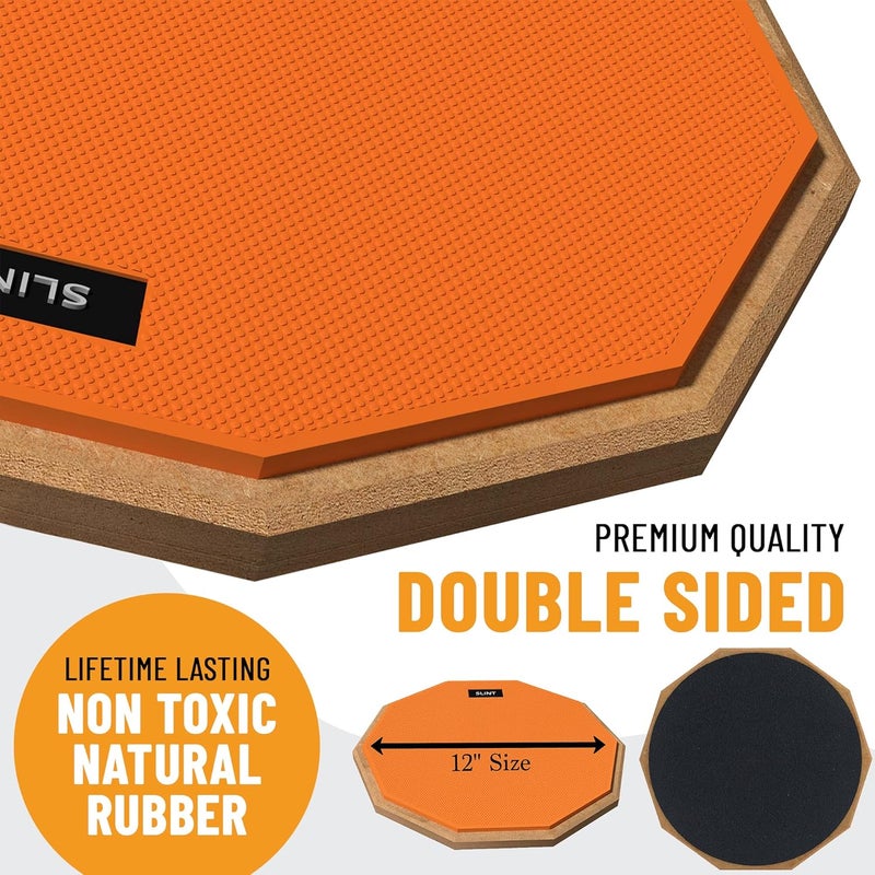 SLINT Drum Practice Pad Set – 12" Double-Sided Pad with 4" Snare Drum, Ideal for Beginners & Kids - Image 3