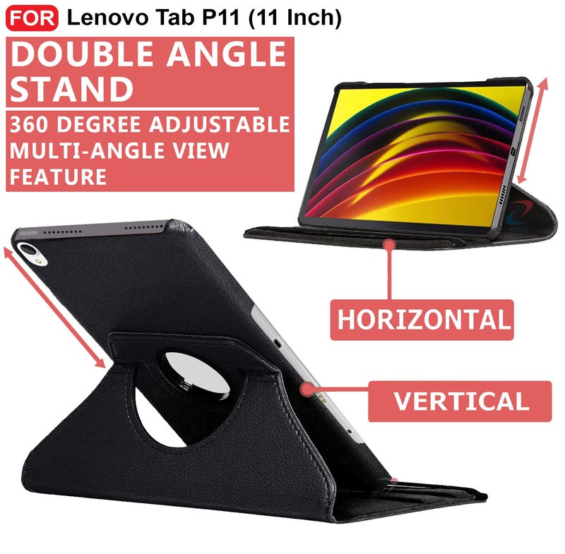 CEDO Lenovo Tab P11 / P11+ Plus (11 inch) Flip Cover | Leather Finish | 360 Degree Rotate Back Cover | Shockproof Back Cover Case for Lenovo Tab P11 / P11+ Plus (11 inch) TB-J606F/ TB-J606X (Black) - Image 3
