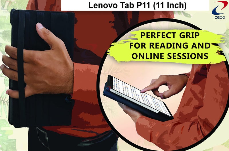CEDO Lenovo Tab P11 / P11+ Plus (11 inch) Flip Cover | Leather Finish | 360 Degree Rotate Back Cover | Shockproof Back Cover Case for Lenovo Tab P11 / P11+ Plus (11 inch) TB-J606F/ TB-J606X (Black) - Image 5