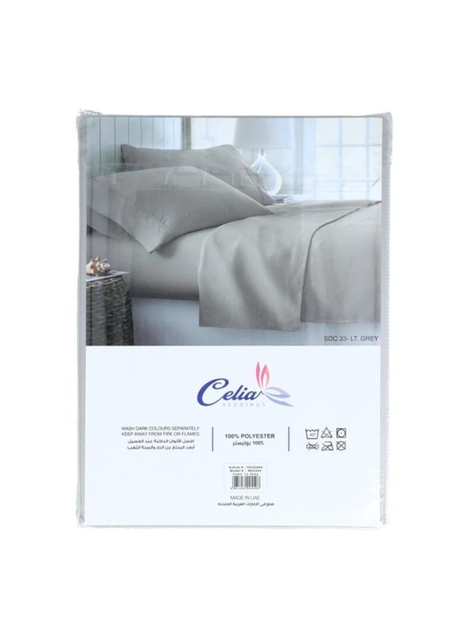 Celia 3-Piece Superior Quality Elegant Bedsheet Set Light Grey Twin - Image 2