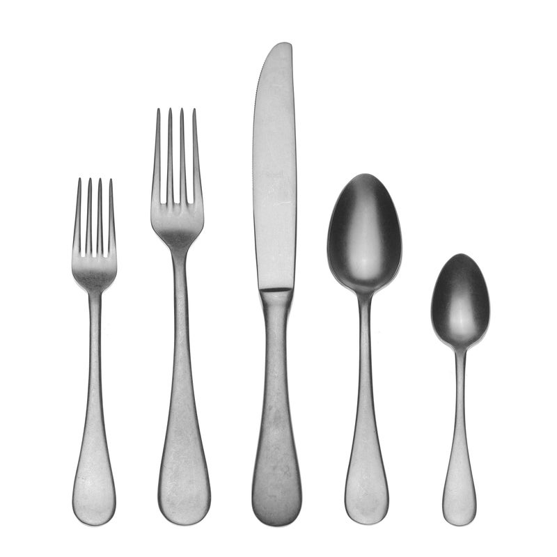 Mepra Vintage Stainless Steel Cutlery Set for 1, 5 Pieces, Spoons, Forks and Knives, Pewter - Image 3