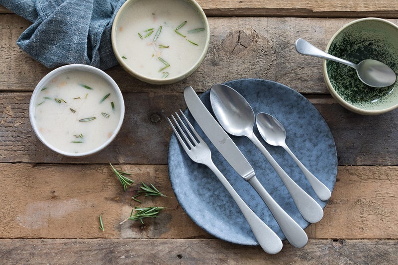 Mepra Vintage Stainless Steel Cutlery Set for 1, 5 Pieces, Spoons, Forks and Knives, Pewter - Image 2