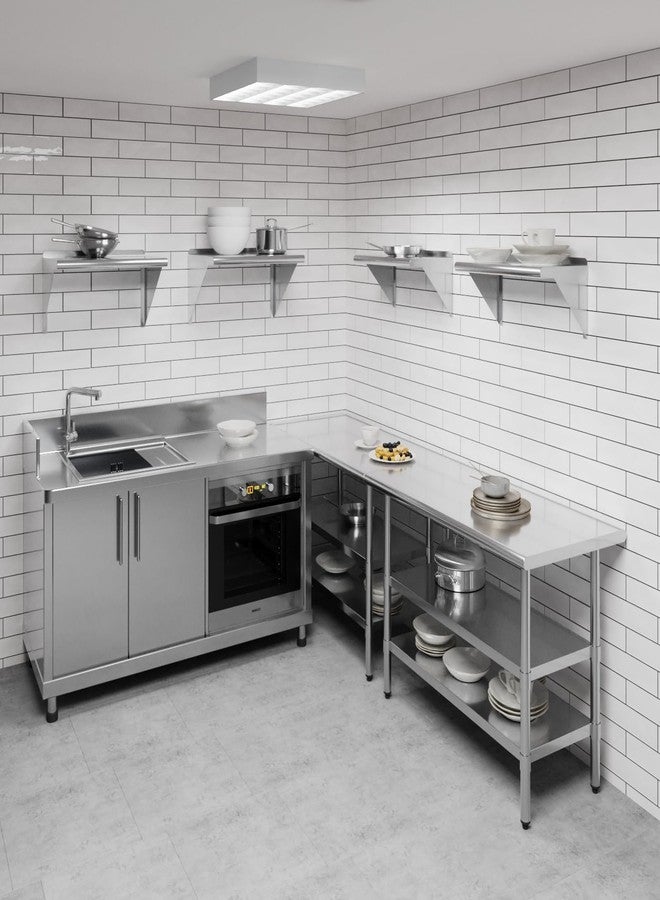 AmGood Stainless Steel Wall Shelf | 24" Long 12" Deep | Metal Shelving | Garage, Laundry, Storage, Utility Room | Restaurant, Kitchen | Food Prep | NSF Certified - Image 5