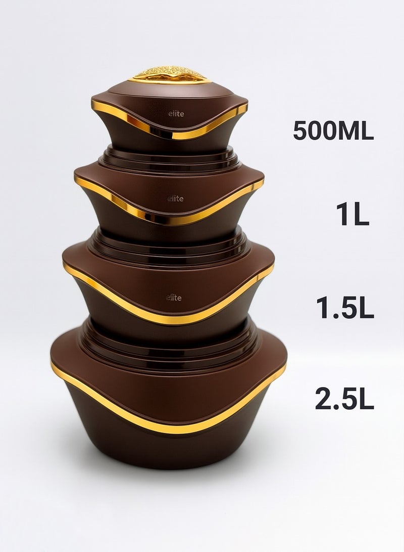 ميلتون طقم حافظات طعام ملكية فاخرة – 4 قطع بأحجام متنوعة (500/1000/1500/2500 مل) – تصميم أنيق مع عزل حراري مثالي - Image 2