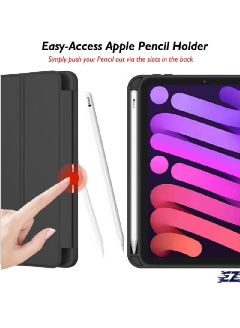 GENNEXT iPad Mini 7 Case 2024 – A17 Pro 8.3-Inch 7th Generation Case with Pencil Holder, Trifold Stand, and Soft TPU Back, Black - Image 2