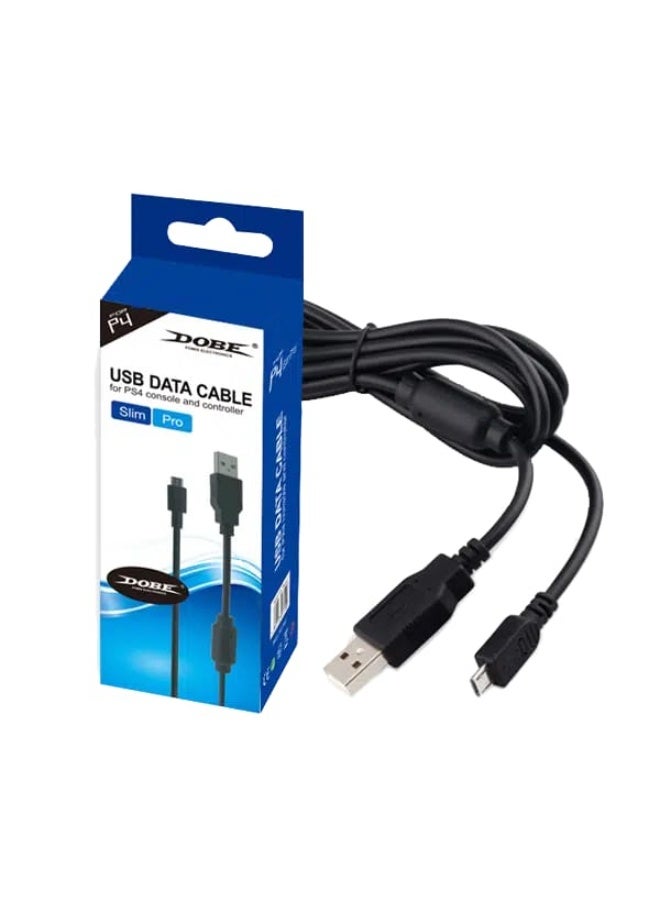 دوبي كابل شحن ونقل بيانات DOBE Slim Pro USB من النوع A إلى Micro-USB لوحدة تحكم PS4 - 1.5 متر - Image 1