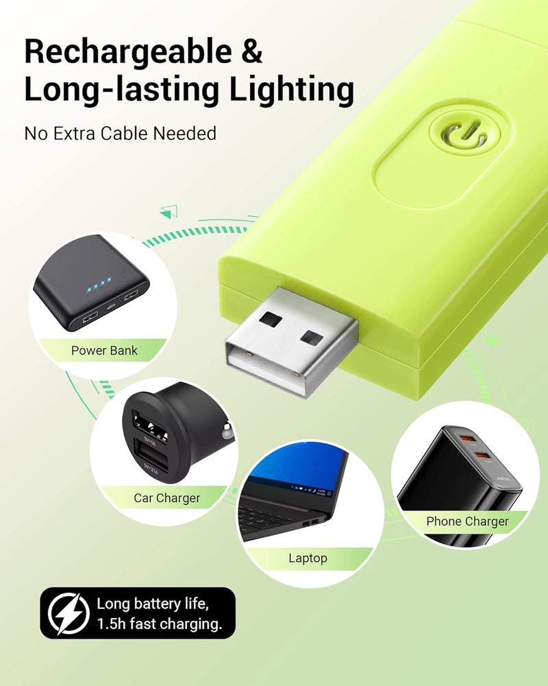DEWENWILS Book Reading Light, USB Rechargeable Booklight for Reading at Night, LED Clip On Book Lights for Kids, Bookworms, Blue Light Blocking, Amber + Warm White (Green) - Image 3