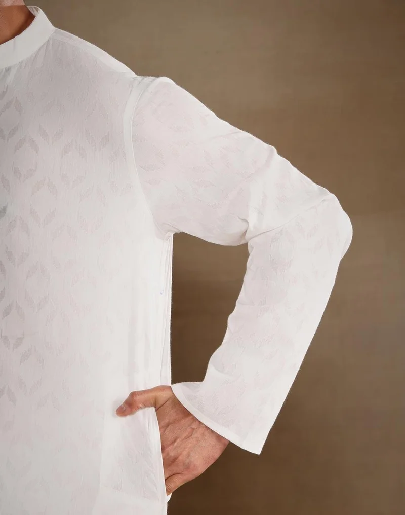 Fabindia  White Cotton Long Kurta for Men | Best Price UAE