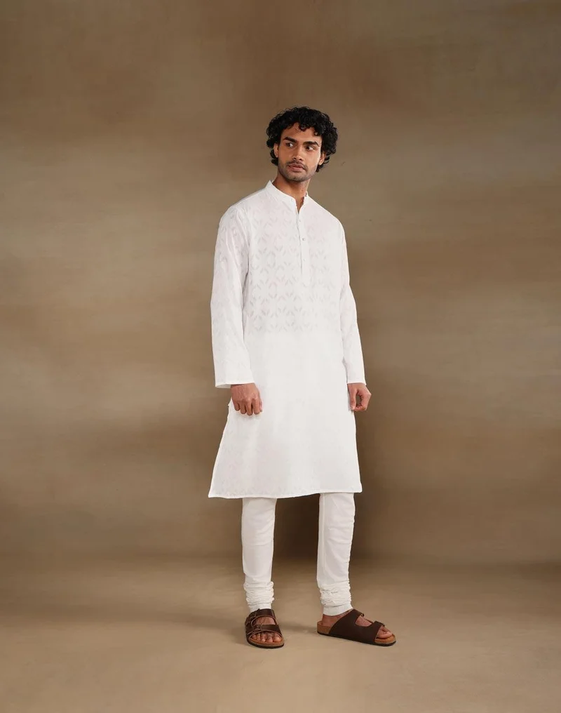 Fabindia  White Cotton Long Kurta for Men | Best Price UAE
