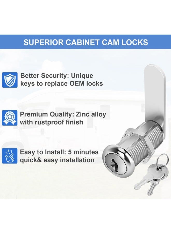 Cylinnda Cabinet Locks with Keys, 1-1/2" Long Cam Locks keyed Alike, Cabinet Cam Lock Set for Cabinets RV Storage Locks Tool Box, Zinc Alloy (4 Pack, 1-1/2 Inch) - Image 4