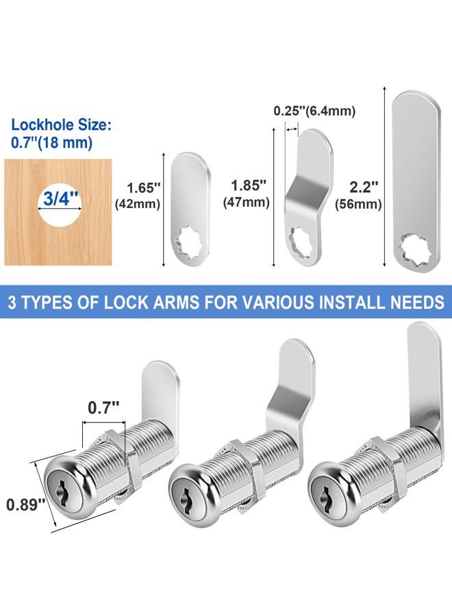 Cylinnda Cabinet Locks with Keys, 1-1/2" Long Cam Locks keyed Alike, Cabinet Cam Lock Set for Cabinets RV Storage Locks Tool Box, Zinc Alloy (4 Pack, 1-1/2 Inch) - Image 3