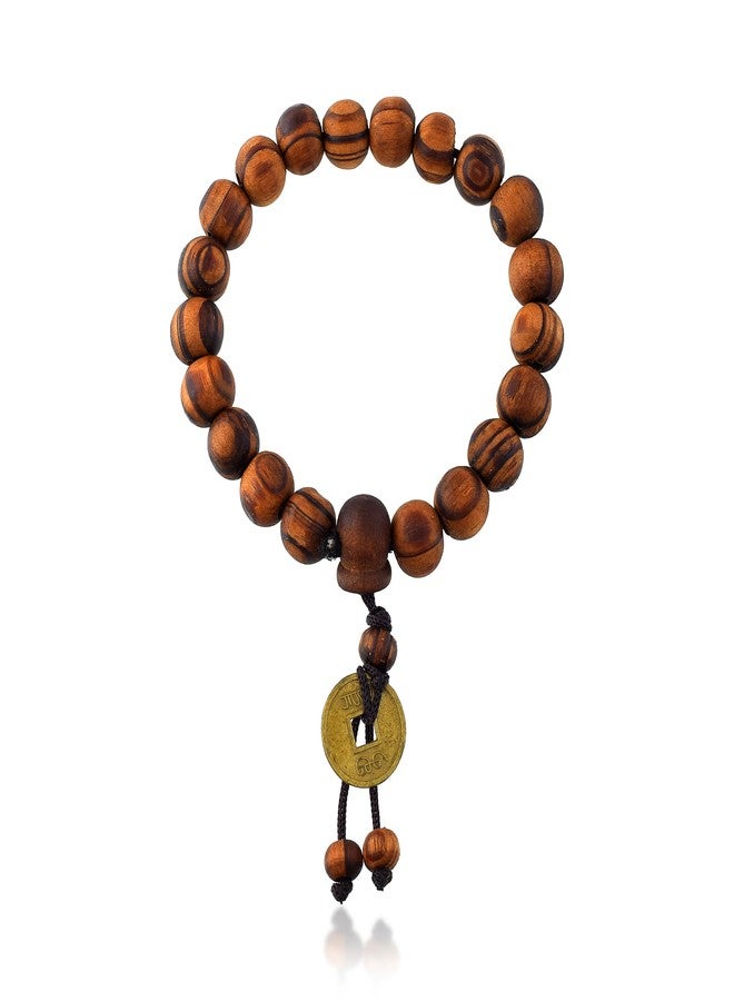 Superstore18 English Teak wood Tiger eye Fengshui good luck evil protection Stretch Bracelet for Men women (SST0575BLKL) - Image 1