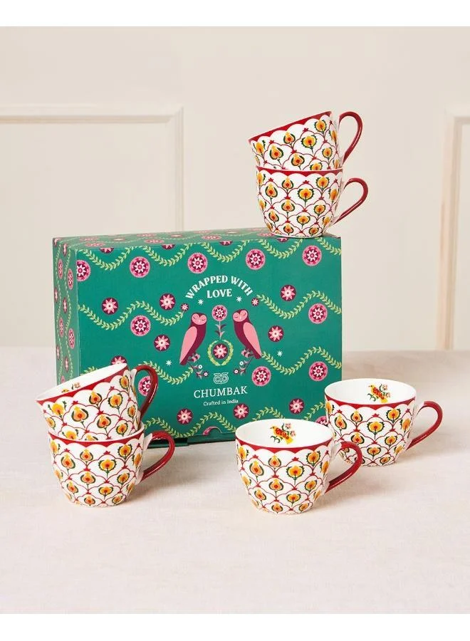Suzani Jaali Mugs Gift Set of 6 | Comes in a Gift Box