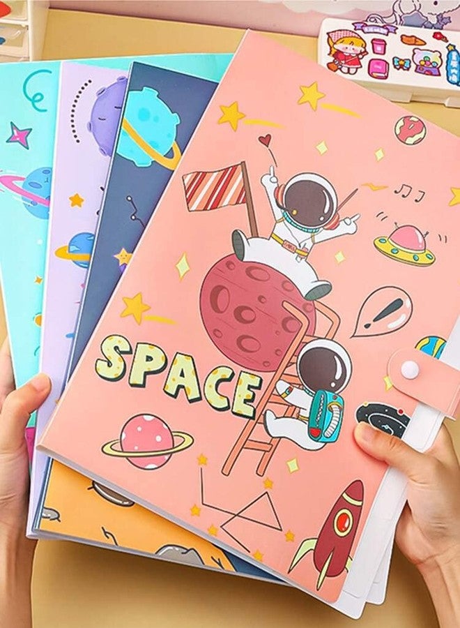Le Delite (Pack of 1) Folder Cartoon Space Organizer Bag Astronaut 6 Grid File Folder Student A4 Test Paper Sorting Storage Folder Classified Bag School Supplies for Kids - Image 3