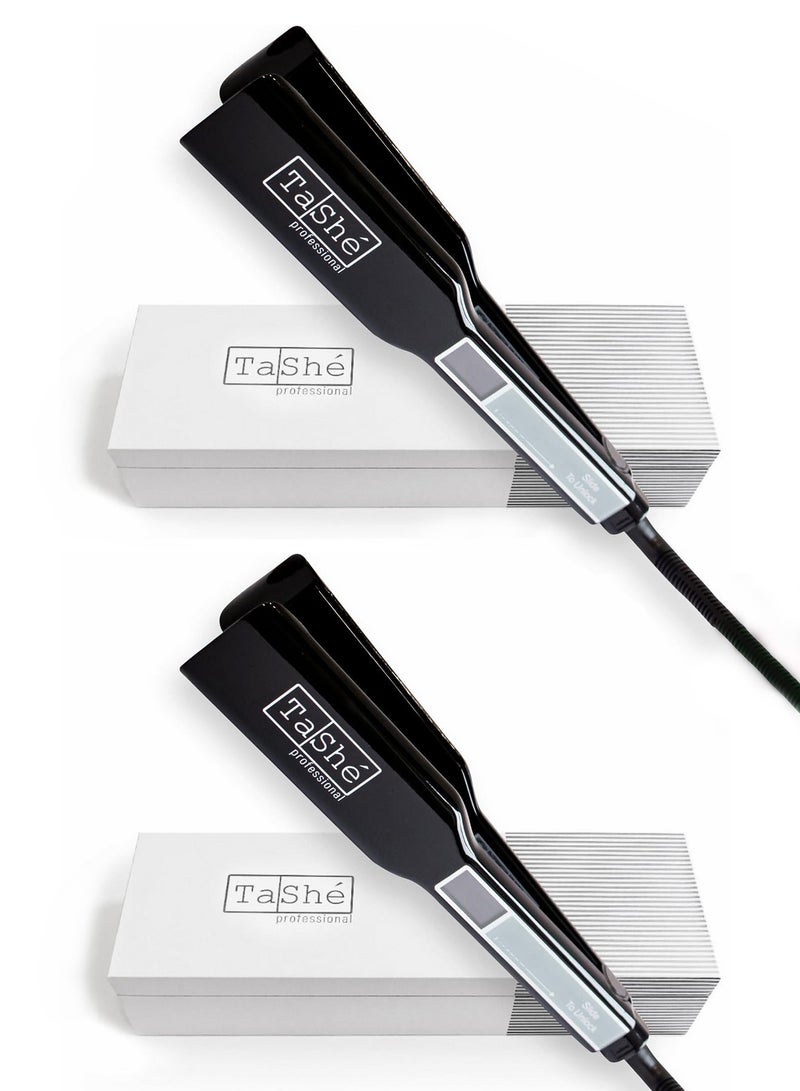 Tashe Set of 2 – Hair Straightener | Hair Iron – Fast Heating 230°C | Floating Titanium Plates & Touch Sensor Display | Sleek Design for Straightening & Curling  - Image 1