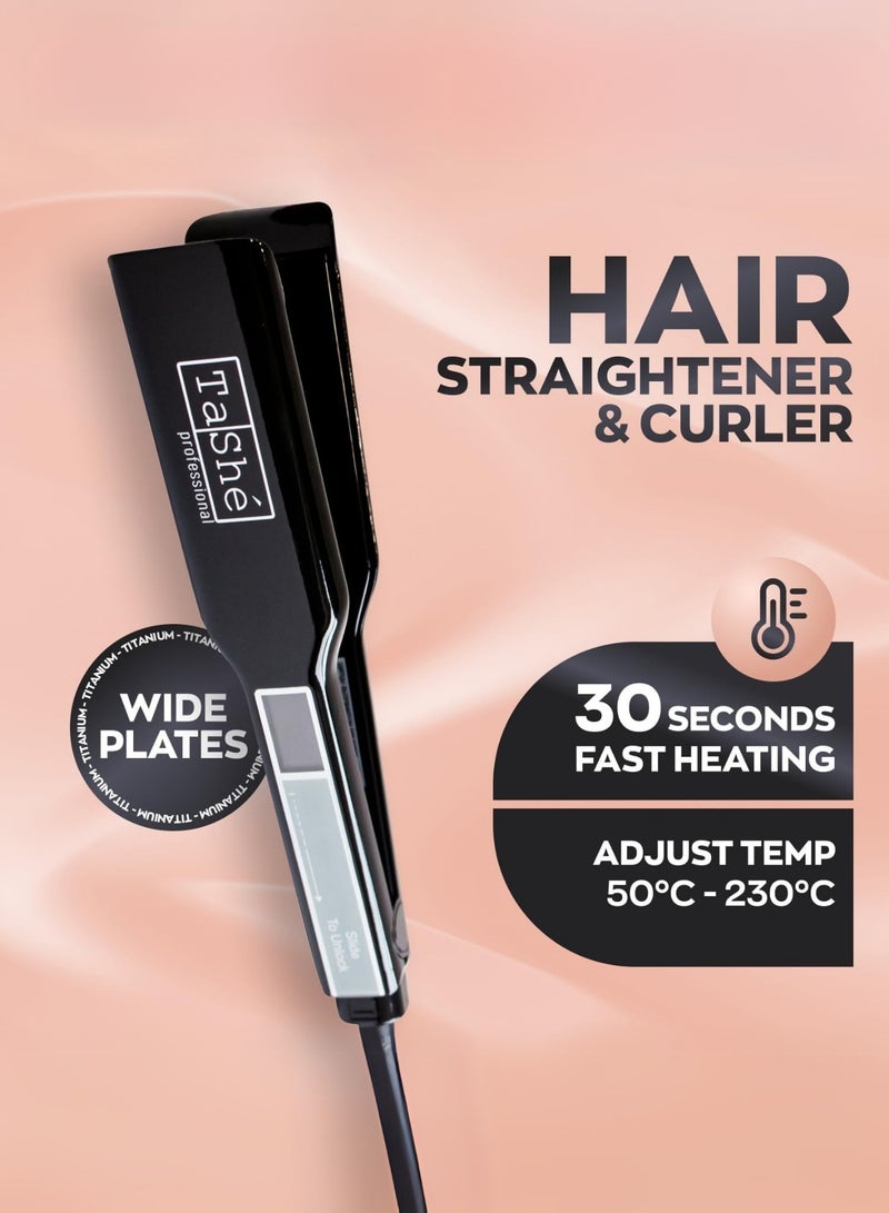 Tashe Set of 2 – Hair Straightener | Hair Iron – Fast Heating 230°C | Floating Titanium Plates & Touch Sensor Display | Sleek Design for Straightening & Curling  - Image 2