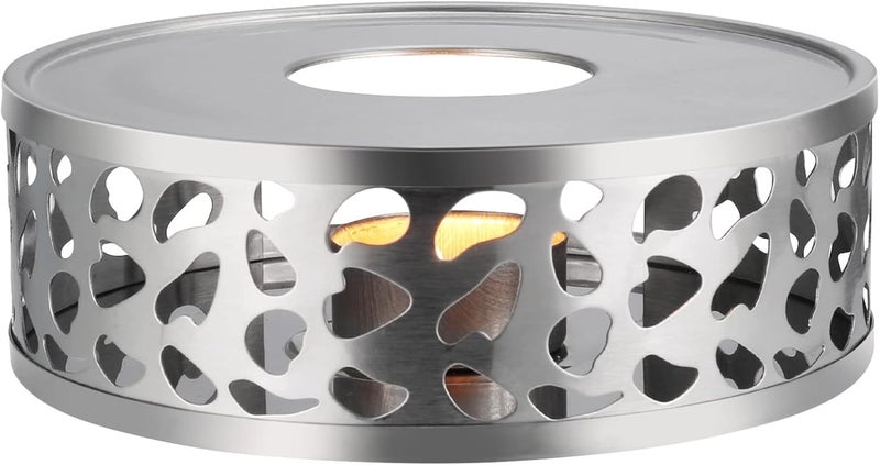 Simtive Teapot Warmer, Brushed Stainless Steel Tea Warmer with Tealight Holder, Silver - Image 1