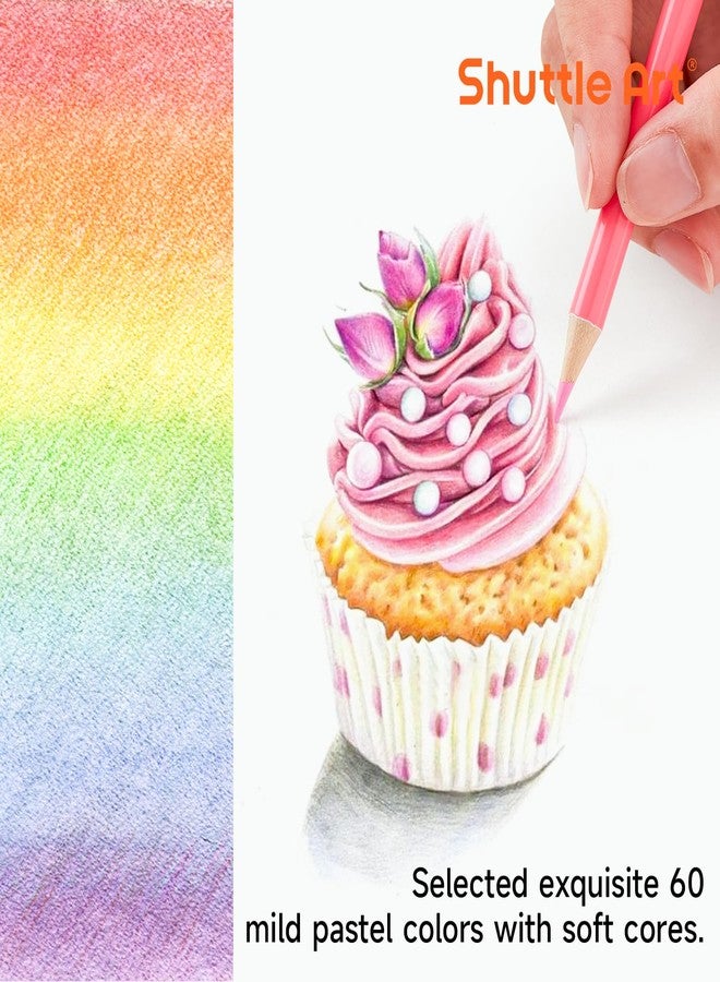 Shuttle Art 60 Pastel Colored Pencils, Colored Pencils for Adult Coloring, Soft Core Coloring Pencils in Gift Tin Box, Color Pencils for Kids Adults Beginners Artists Drawing Coloring Sketching - Image 4