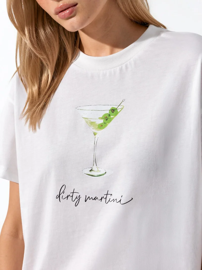 Hiccup White Printed Regular Fit Crew Neck 100% Cotton T-shirt for Women | Best Price UAE