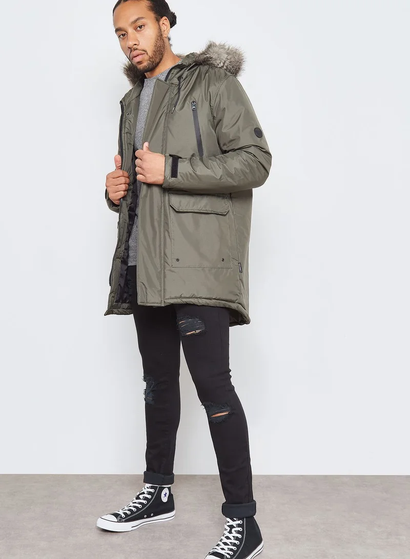 D-Struct Fur Trimmed Parka Jacket