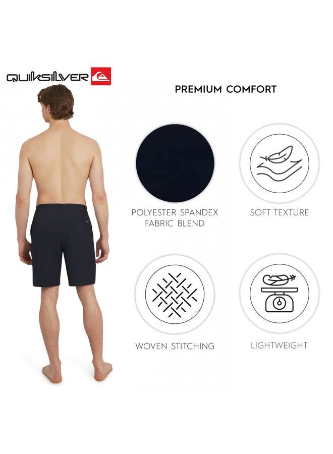 QUIKSILVER Mens Regular Fit Fixed Waist Water Friendly Active Hybrid Shorts, Solid Design - Navy, 42 - Image 4