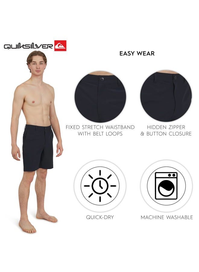 QUIKSILVER Mens Regular Fit Fixed Waist Water Friendly Active Hybrid Shorts, Solid Design - Navy, 42 - Image 5