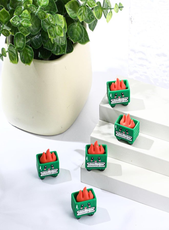 Arrowbash 30 Set Resin Dumpster Trash Shape with Fire Gift It's Fine I'm Fine Everything's Fine Sign Emotional Desk Accessories Team Employee Appreciation Gift for Christmas Office Coworker (Green) - Image 5