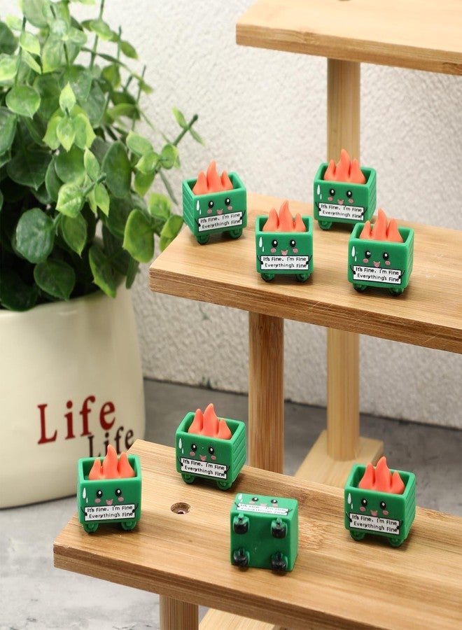 Arrowbash 30 Set Resin Dumpster Trash Shape with Fire Gift It's Fine I'm Fine Everything's Fine Sign Emotional Desk Accessories Team Employee Appreciation Gift for Christmas Office Coworker (Green) - Image 4