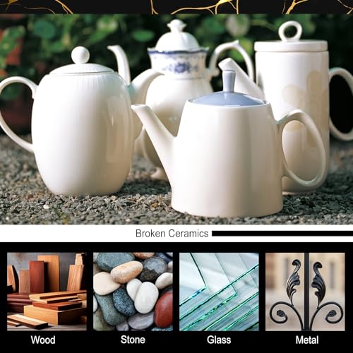DecorRom Kintsugi Repair Kit - Food Safe Kintsugi Kit Repairs Broken Ceramics, Glass, Jade, Sculptures, Meaningful Pottery - Gold Kintsugi Glue for Ceramics and Porcelain Repair, Japanese Art Kintsugi Craft - Image 4