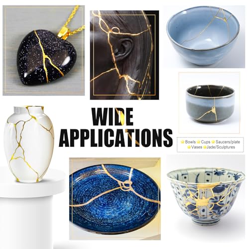 DecorRom Kintsugi Repair Kit - Food Safe Kintsugi Kit Repairs Broken Ceramics, Glass, Jade, Sculptures, Meaningful Pottery - Gold Kintsugi Glue for Ceramics and Porcelain Repair, Japanese Art Kintsugi Craft - Image 5