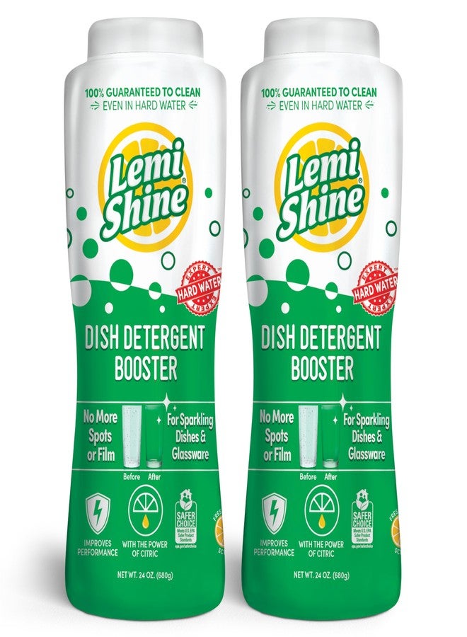 Lemi Shine Dish Detergent Booster, Hard Water Stain Remover, Multi-Use Citric Acid Cleaner 24 oz, Pack of 2 - Image 1