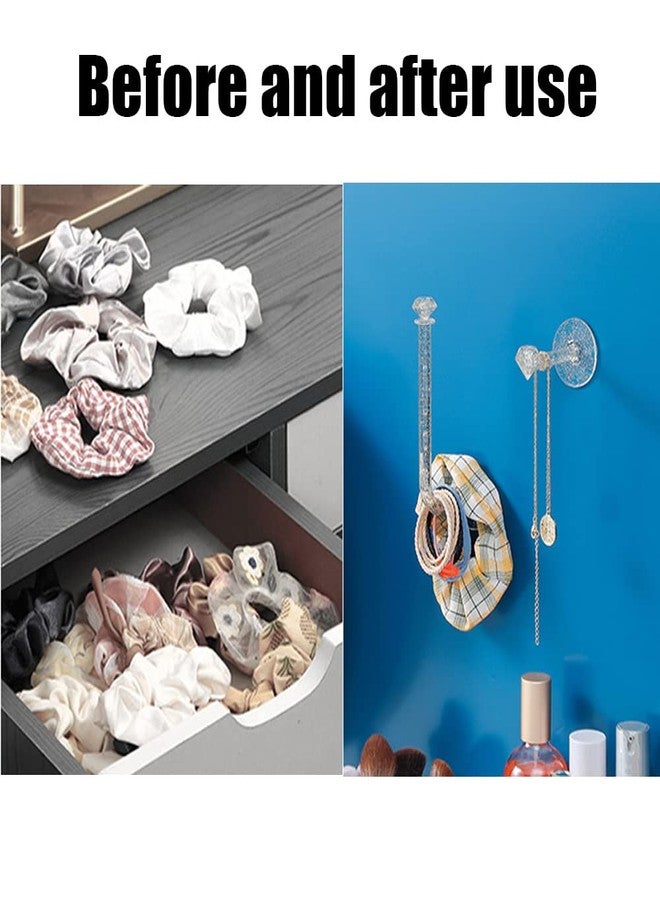 DonLeeving 4 PACK Adhesive Scrunchie Holder DIY Hair Accessories Organizer Wall Hooks Waterproof Scrunchy Storage Clear Glitter Stick Scrunchies Holder Headband Hairband Hair Ties Holder - Image 3