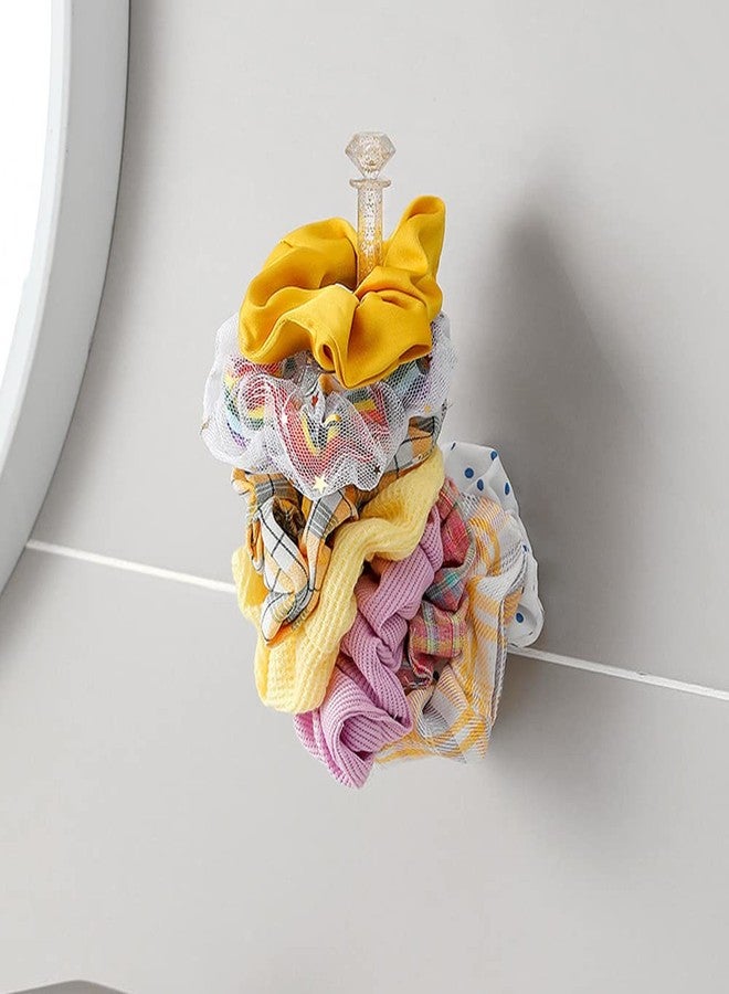 DonLeeving 4 PACK Adhesive Scrunchie Holder DIY Hair Accessories Organizer Wall Hooks Waterproof Scrunchy Storage Clear Glitter Stick Scrunchies Holder Headband Hairband Hair Ties Holder - Image 5