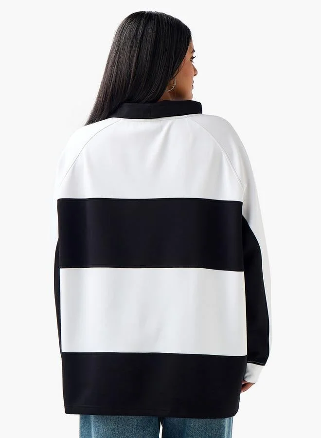 Ulla Popken Ulla Popken Relaxed Fit Sweatshirt with Stripes
